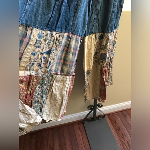 YOUNG THREADS NWT Pants Palazzo Denim Floral Boho Design Size Xlargd - Picture 2 of 2